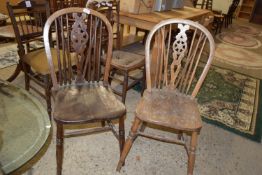 TWO VINTAGE WHEEL BACKED CHAIRS
