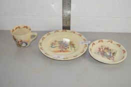 ROYAL DOULTON BUNNIKINS VINTAGE CUP, SAUCER AND SANDWICH PLATE