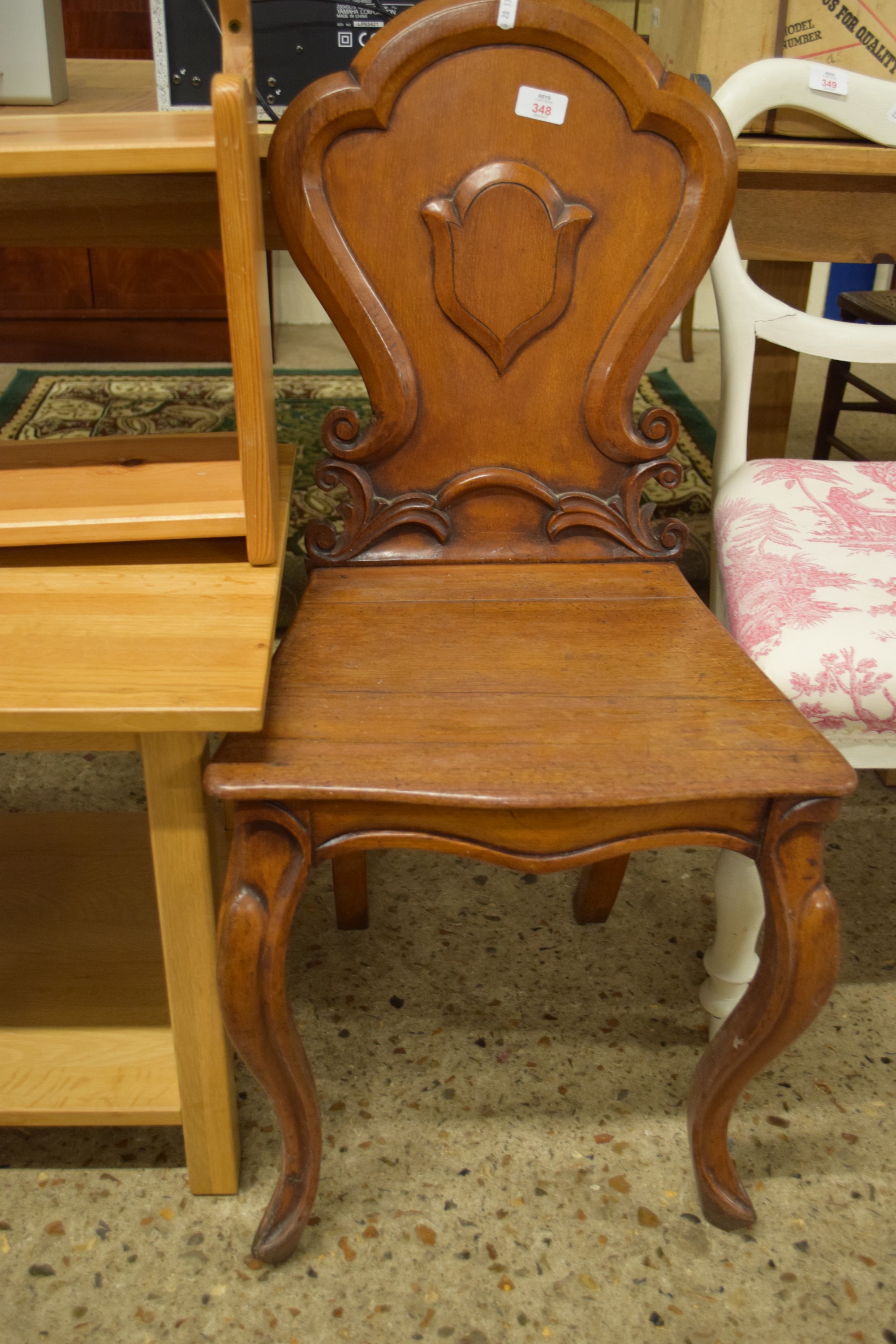 19TH CENTURY HALL CHAIR, HEIGHT APPROX 91CM