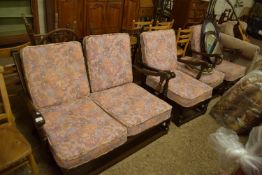 FOUR PIECE COTTAGE SUITE, COMPRISING TWO SEATER SOFA, TWO CHAIRS AND MATCHING FOOTSTOOL, SOFA