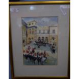 John V Emms, Set three Watercolours, Trooping the Colour, largest approx 30cm x 18cm