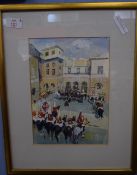 John V Emms, Set three Watercolours, Trooping the Colour, largest approx 30cm x 18cm
