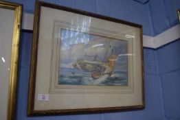 C19th English School, Watercolour, titled verso "Off the French Coast", 21cm x 32cm