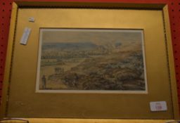 Unsigned Watercolour, titled to margin "Siege of Badajoz" (an 1812 action during the Peninsula war),