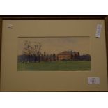 Charles Hannaford, signed Watercolour, Kensington Palace from the Gardens, 11.5cm x 24.5cm