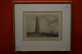 William Daniell, aquatint, dated 1822 "The Orfordness Lighthouse, Suffolk", 20cm x 28cm