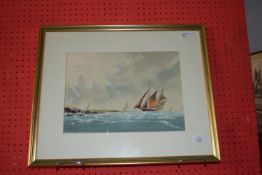 Fred Betts, Watercolour, Sailing Yachts, 25cm x 35cm