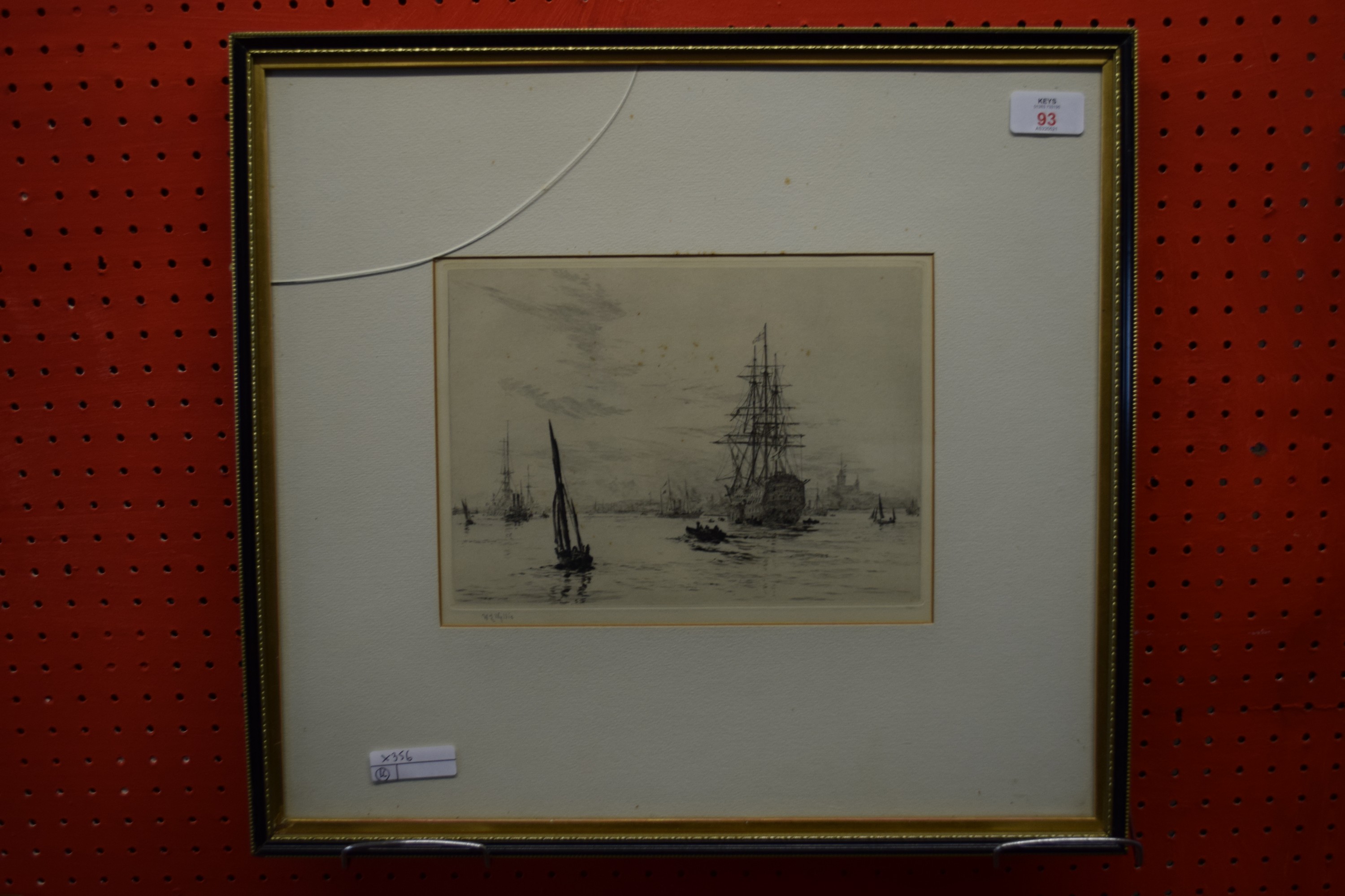 William Lionel Wyllie, etching, "HMS Victory", 18cm x 25cm