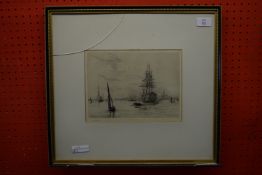 William Lionel Wyllie, etching, "HMS Victory", 18cm x 25cm