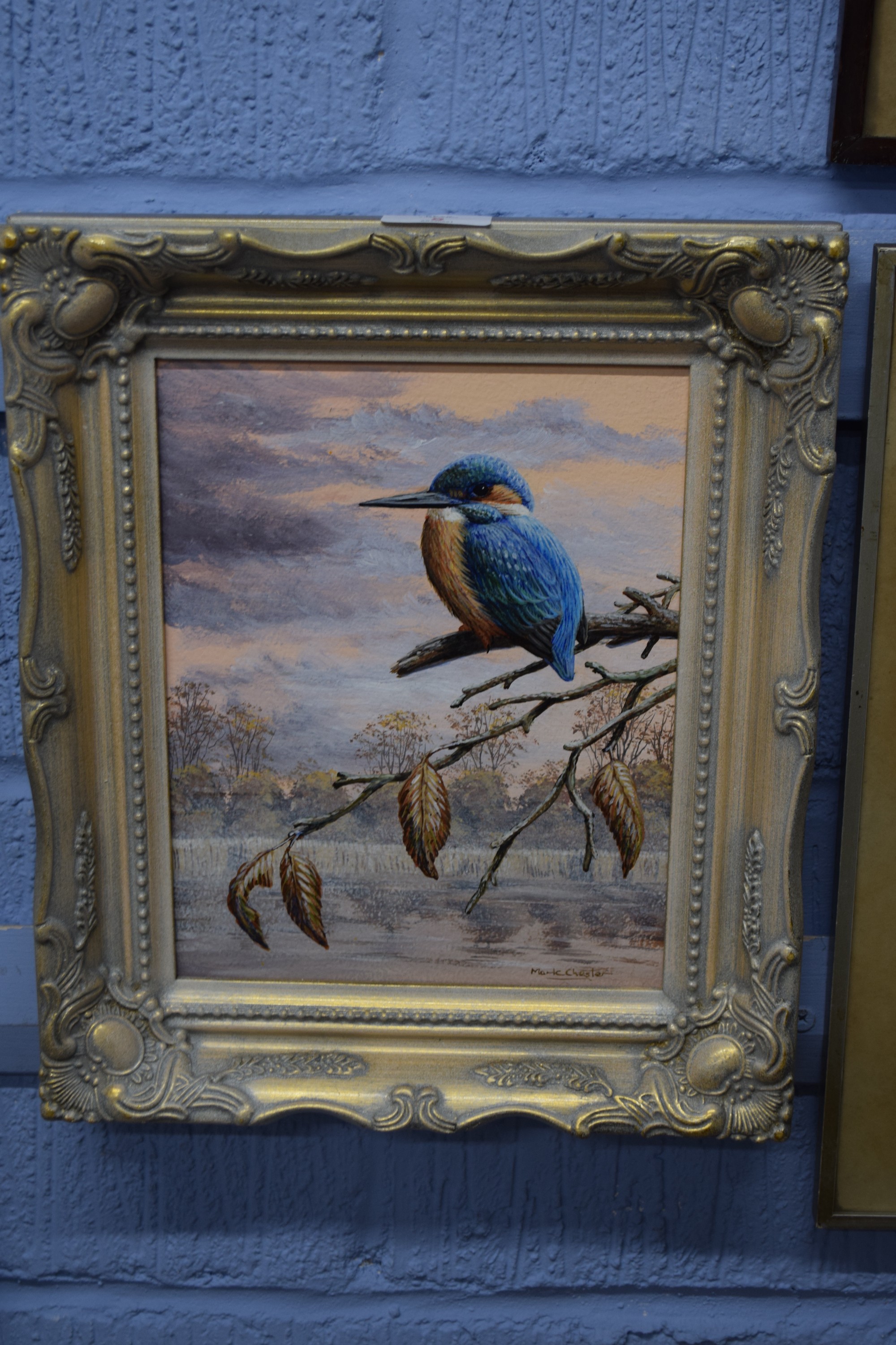 Mark Chester (contemporary), Oil on bord, Kingfisher, 24cm x 19cm