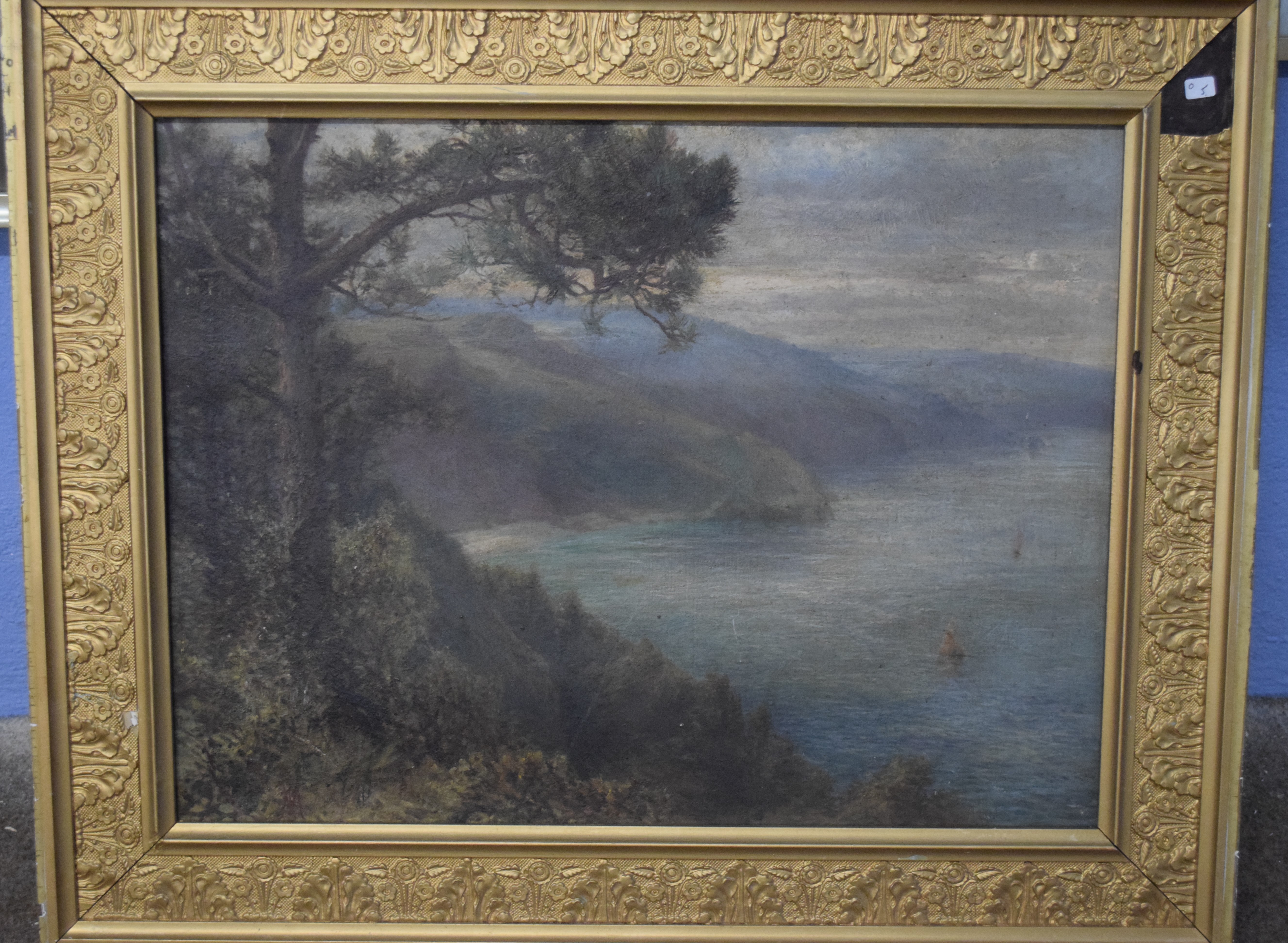 S Morrish, signed (monogram) Oil, Coastal Cliffs.