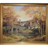 Alan King, signed Oil on board, Autumn Tranquility in Devon, 49cm x 60cm