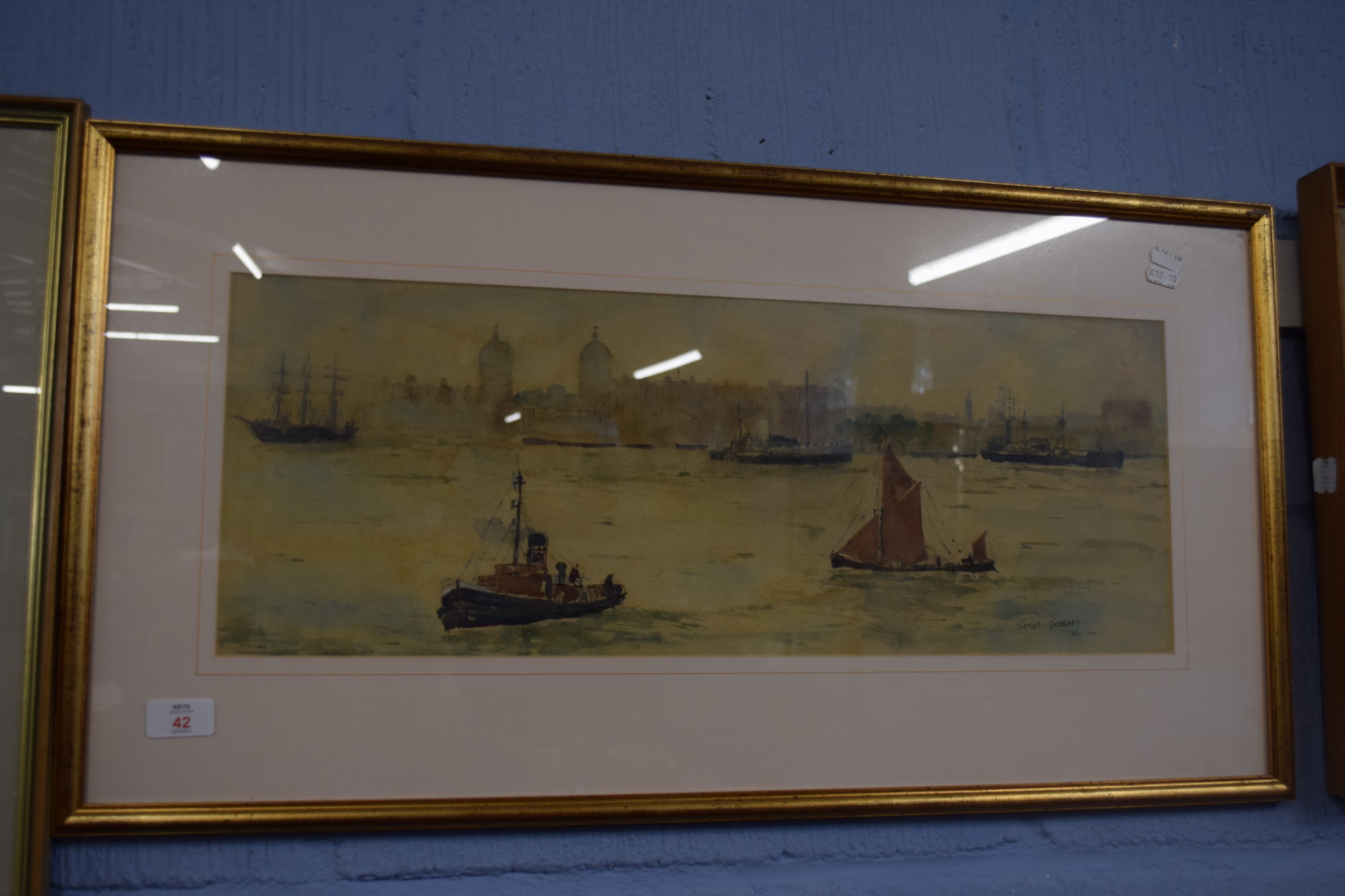 James Jerrah, Watercolour, Shipping, 23cm x 62cm