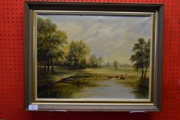A Howard Deere (sig LR dated 1960), Oil on canvas, Cattle Grazing, 36cm x 49cm