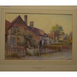 J. Aitken, signed Watercolour, Cottages at Cropthorne on Avon, 33cm x 48cm