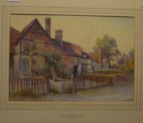 J. Aitken, signed Watercolour, Cottages at Cropthorne on Avon, 33cm x 48cm