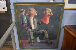 David Jones, Oil on canvas, "Puppet Man", titled verso, 104cm x 89cm
