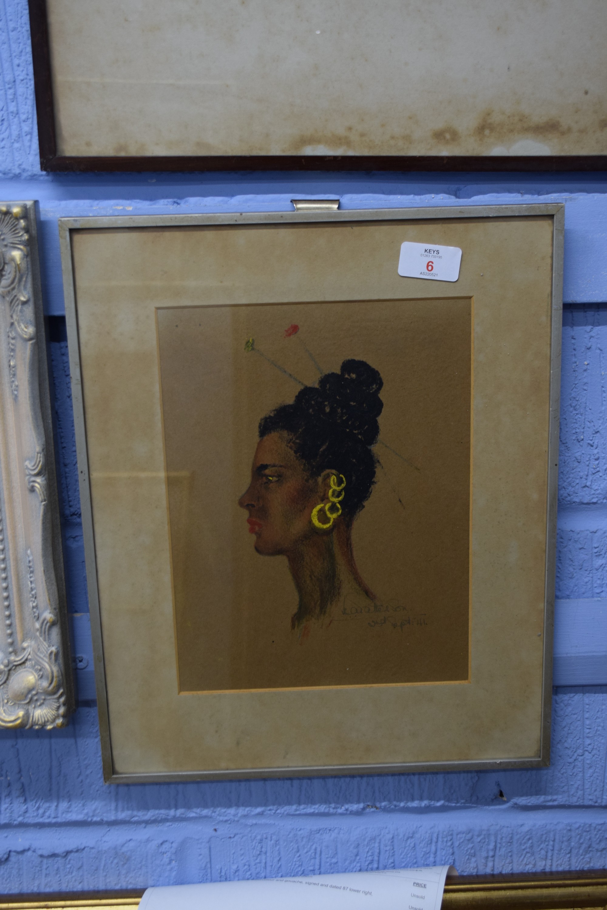 Colonial (African), Pastel, signed and dated '41, Portrait of a native lady, 26cm x 19cm