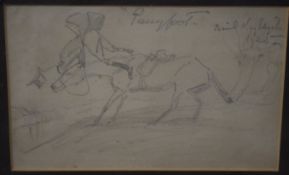 Pencil Sketch, Equine interest Cartoon, "Pussyfoot", dated 1920