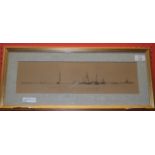 William Lionel Wyllie, artists proof etching, "Towing up the ??", 11cm x 42cm