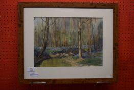 L W Humphreys, Watercolour, Woodland Landscape dated 1945, 26cm x 37cm