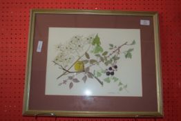 Mary Biggins, Watercolour, "Autumn Blackberries, Japonia & Ivy", 27cm x 38cm