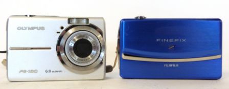 Fujifilm Z90 digital camera with charger and box, plus an Olympus FE-190 digital camera with charger