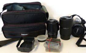 Dynax 500SI film camera together with Tamron AF 28 18mm + Tamron AF 80-200mm + Tamron AF 75-