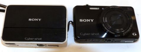 Sony Cybershot DSC-T2 together with Sony Cybershot DSC-WX220 with charger