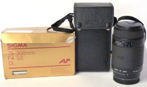 Sigma DL Zoom 75-300mm lens, plus original box and case