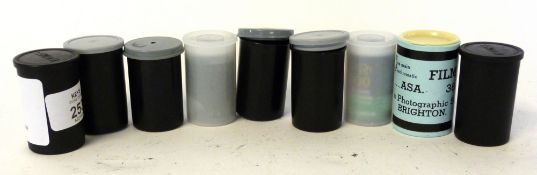 Collection of film in plastic cylinders