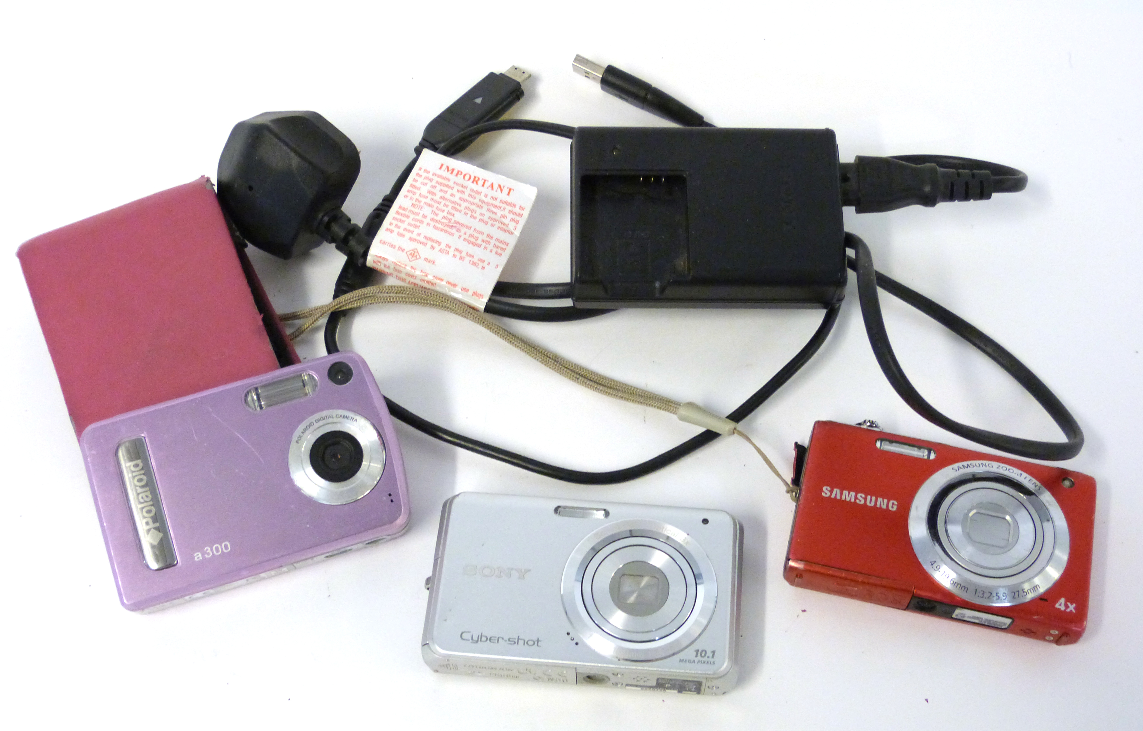 Samsung ST61 digital camera, a Sony DSC-W180 digital camera with a Polaroid A300 digital camera - Image 2 of 3
