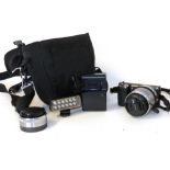 Sony Nex-5N digital camera together with Sony 18-55mm lens, Sony E2.8/16 lens plus accessories in