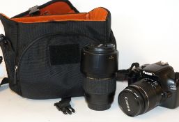 Canon EOS 1100 D digital camera together with Canon zoom lens EF-S 18-55mm, Tamron AF 70-300mm lens,