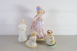 CERAMIC FIGURES INCLUDING ROYAL DOULTON LADY WOOD MOUSE, POPPY EYEBRIGHT, AND A FIGURE OF A LADY