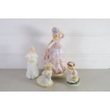 CERAMIC FIGURES INCLUDING ROYAL DOULTON LADY WOOD MOUSE, POPPY EYEBRIGHT, AND A FIGURE OF A LADY