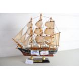 SMALL MODEL OF THE CUTTY SARK ON METAL MOUNT