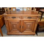 GOOD QUALITY CONTINENTAL SIDE CABINET WITH CARVED DECORATION AND PLATE FOR "E EPPLE & EGE,