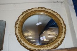 CONVEX CIRCULAR MIRROR IN A PAINTED FRAME, APPROX 42CM DIAM