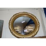 CONVEX CIRCULAR MIRROR IN A PAINTED FRAME, APPROX 42CM DIAM