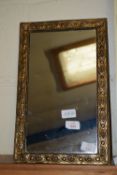 SMALL PRESSED BRASS FRAMED MIRROR, APPROX 26 X 40CM