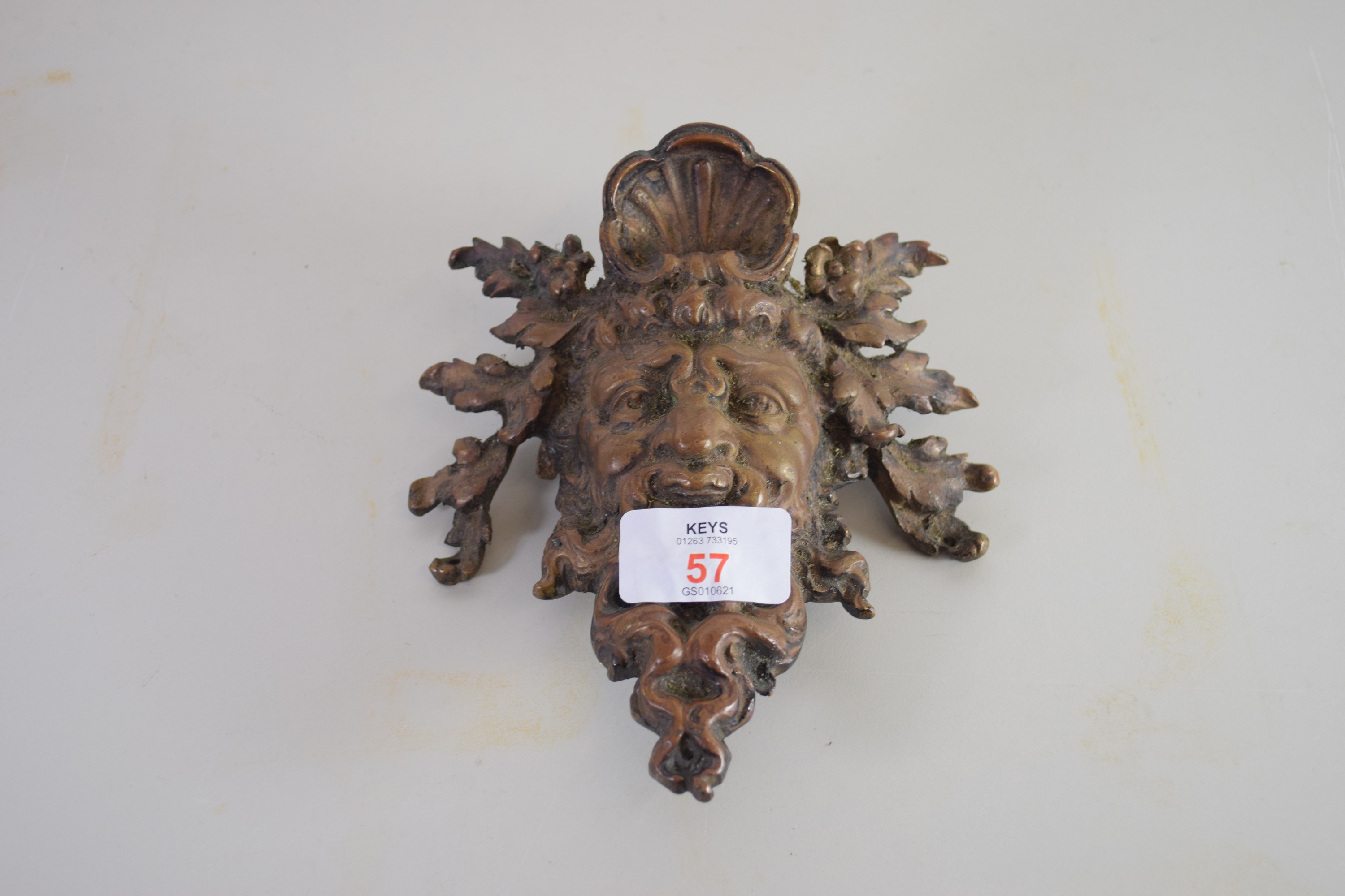 BRASS DOOR KNOCKER MODELLED AS A SATYR