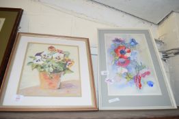 FRAMED PASTEL, STILL LIFE, FLOWERING PLANT, APPROX 27 X 24CM