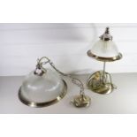 METAL WALL LIGHT WITH GLASS SHADE AND A METAL LAMP WITH GLASS SHADE (2)
