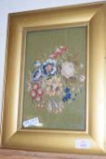 FRAMED NEEDLEWORK DEPICTING FLOWERS, APPROX 31 X 40CM