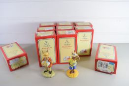 TEN BUNNIKINS FIGURES INCLUDING PAPERBOY, ROBIN HOOD, LAWYER, MR BUNNY AT THE EASTER PARADE ETC