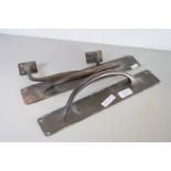 PAIR OF ART DECO STYLE BRASS DOOR HANDLES