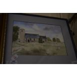 FRAMED WATERCOLOUR, SIGNED FRANCES HARVEY LOWER LEFT, LOUND CHURCH, SUFFOLK, WIDTH APPROX 48CM