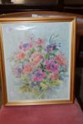 FRAMED FLORAL PRINT IN GILT FRAME, APPROX 35 X 42CM