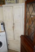 LARGE PAINTED WOOD RUSTIC CORNER CUPBOARD, WIDTH APPROX 86CM MAX